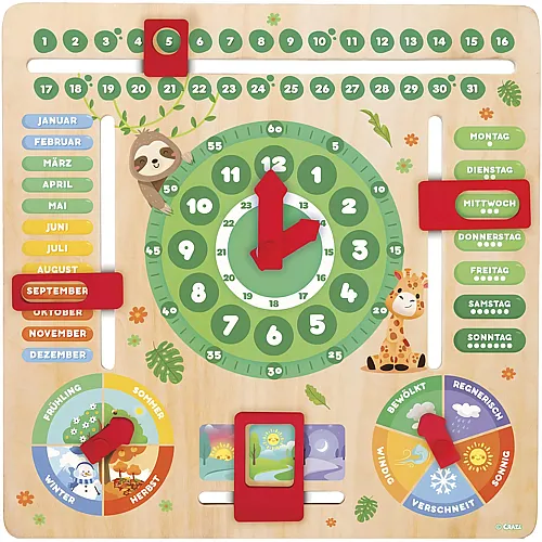 My Learning Clock Animals  Lernuhr f�r Kinder aus Holz