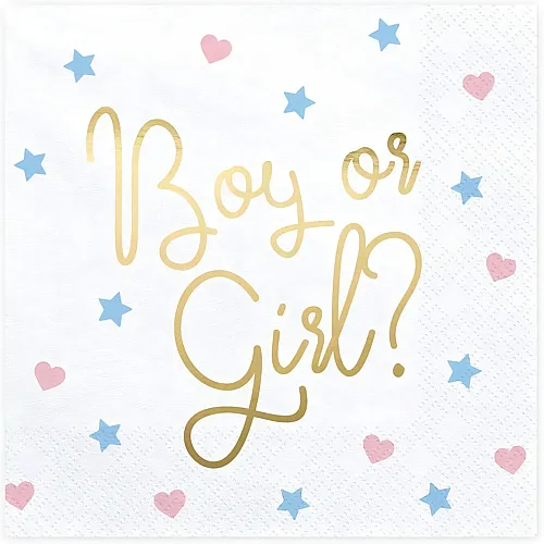 PartyDeco 20 Servietten Boy Or Girl 33 x 33cm