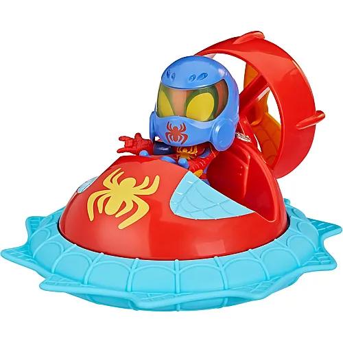 Hasbro Spidey and his Amazing Friends Marvel Web-Spinners Spidey mit Luftkissen-Gleiter, Spielzeugauto mit Figur und Accessoire