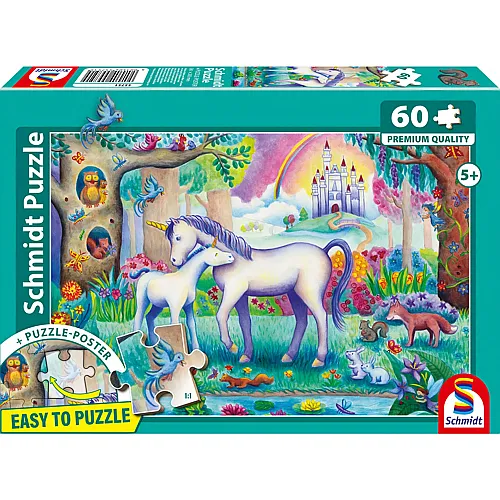 Schmidt Puzzle Einhorn-Mama mit Mini - 60 Teile