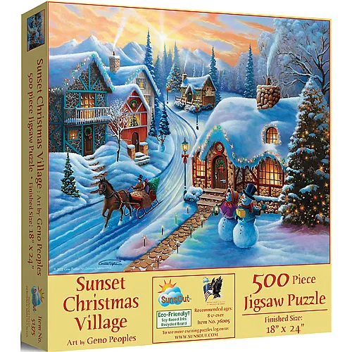 SunsOut Puzzle Sunset Christmas Village - 500 Teile