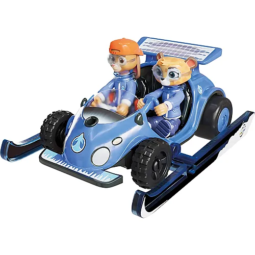 Jumbo Mille Bornes Challenge Winter Edition, 15 cm langes Fahrzeug, 2 Figuren, ab 4 Jahren