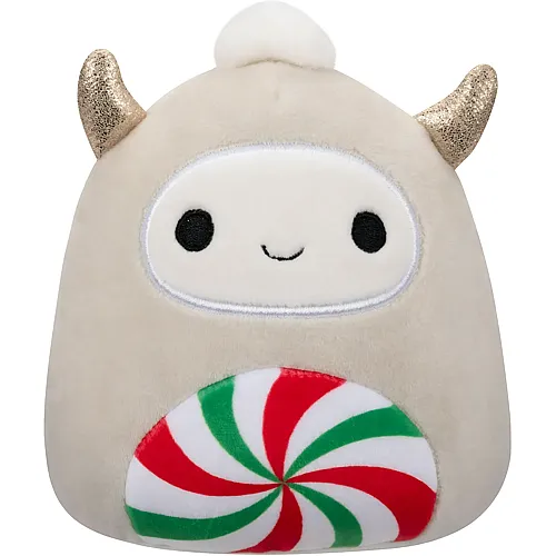 Weisser Weihnachts-Yeti mit Pfefferminzbauch 12cm