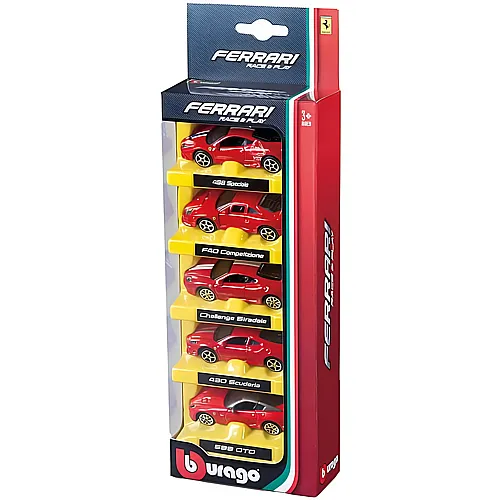 Bburago 1:64 Race & Play Ferrari 5er Set