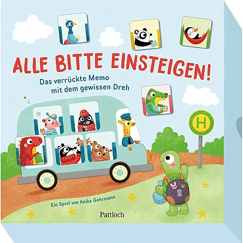 Pattloch Alle Bitte einsteigen!: Das verr�ckte Memo mit dem gewissen Dreh | Lustiges Memory-Spiel mit Karten in Busform | F�r 2-4 Personen | Ab 3 Jahren