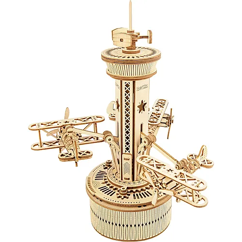 Robotime Rokr Mechanisch Holz 3D Puzzle f�r Erwachsene Modellbausatz f�r Teenager-Flugzeug Turm