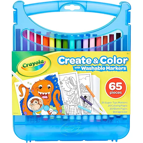Crayola Koffer-Set abwaschbare SuperTips-Filzstifte - 65 Teile