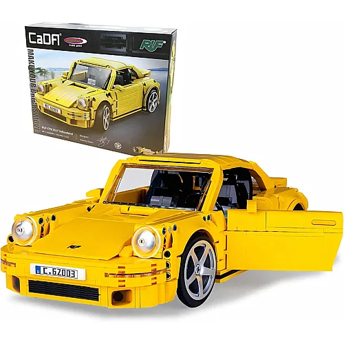 JAMARA 402854 CADA RUF CTR 2017 Yellowbird 1:12 Bricks, Spielzeugauto, Sport Rennwagen f�r Kinder ab 8 Jahre, Set aus Klemmbausteinen, Geschenkidee f�r Kids, T�ren manuell