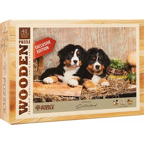 Wooden City Mini-Puzzle Holz Welpen