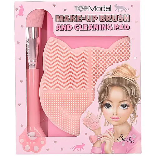Depesche TOPModel - Beauty Set Beauty and Me, in Rosa, mit Make-Up Pinsel und Pinsel-Reinigungsmatte in Katzen Form