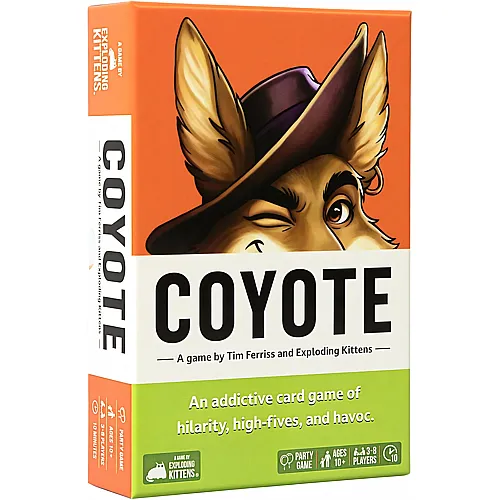 Exploding Kittens Tim Ferriss and Present Coyote, 10 Minutes, Coyote Card Game, Party Games, Ages 10+, 3-8 Players