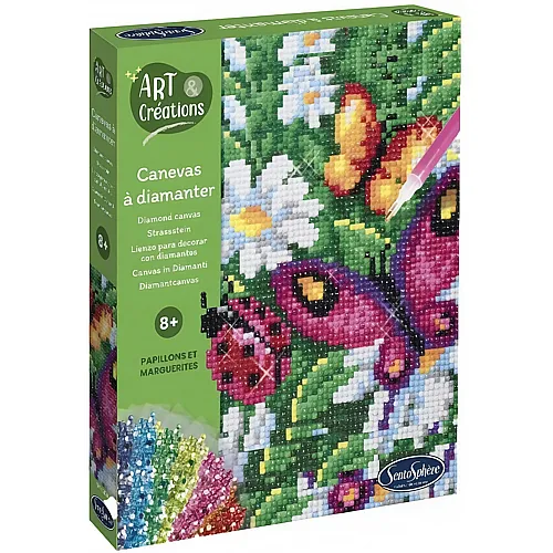 Bastelset Strassstein-Bild Blumen & Schmetterlinge