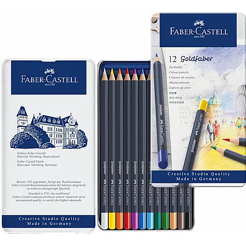 Faber-Castell 114712 - Farbstifte mit permanenter �lkreidemine Goldfaber, 12er Set