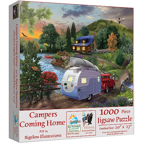 SunsOut Puzzle Bigelow Illustrations Campers Coming Home - 1000 Teile