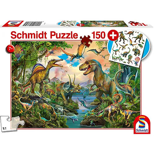 Schmidt Puzzle Wilde Dinos, inkl. Dinosaurier Tattoos (150Teile)