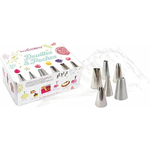 ScrapCooking Packung mit 6 Edelstahlt�llen und 8 Einweg Spritzbeuteln