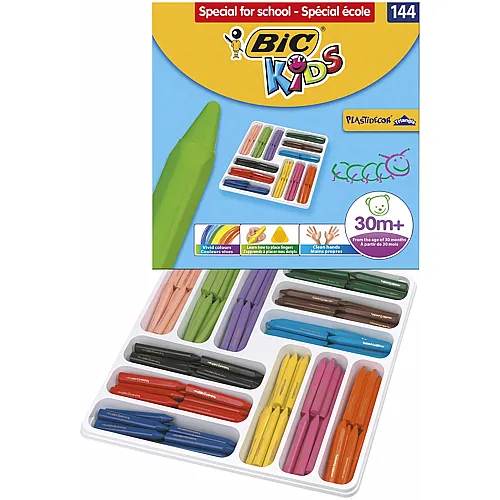 BIC Kids Plastidecor Dreieck farbige Kreide, 144 Stk.