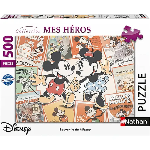 Nathan Puzzle Collection Mes H�ros Retro Mickey Mouse & Minnie - 500 Teile