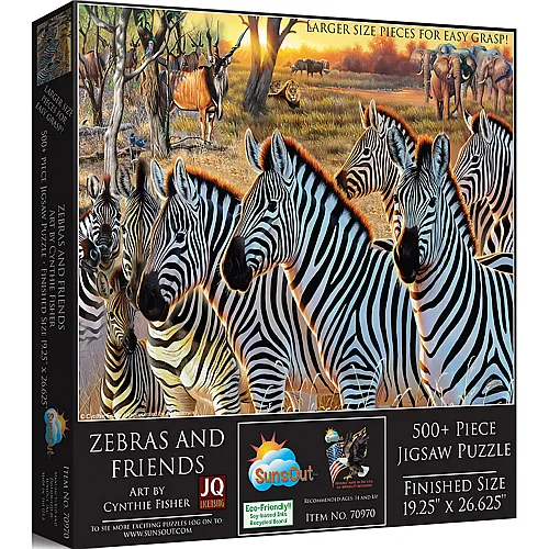 SunsOut Puzzle Cynthie Fisher Zebras und Freunde (500Teile)