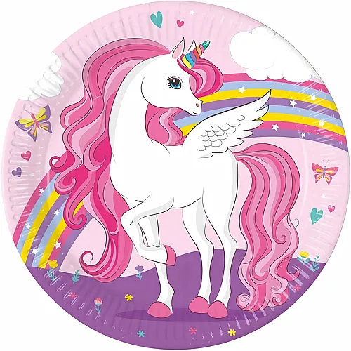 Procos Pappteller FSC Einhorn Regenbogenfarben, 8 Stk.