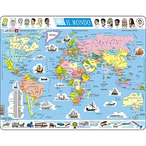 Larsen Puzzle Political Map of the World - 107 Teile