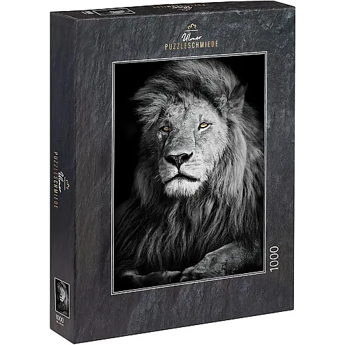 Ulmer Puzzleschmiede K�nig Romeo, L�we auf schwarzem Hintergrund - 1000 Teile