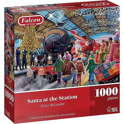 Falcon Puzzle Weihnachtsmann am Bahnhof (1000Teile)