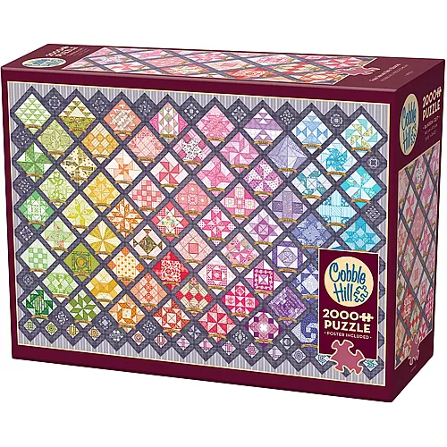 Quilt mit bunten Quadraten - 2000 Teile