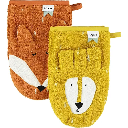 Trixie 2er Set Waschhandschuh L�we und Fuchs