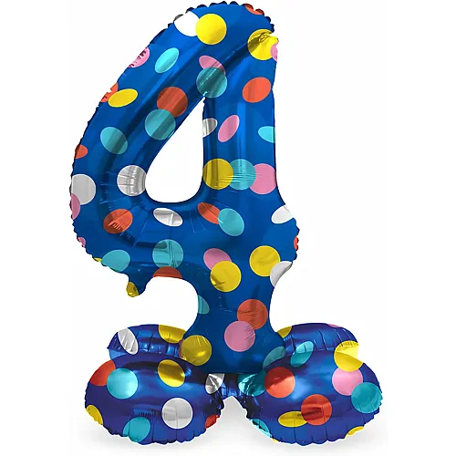 Folat Palloncino in alluminio in piedi Pois multicolori Numero 4 - 72 cm