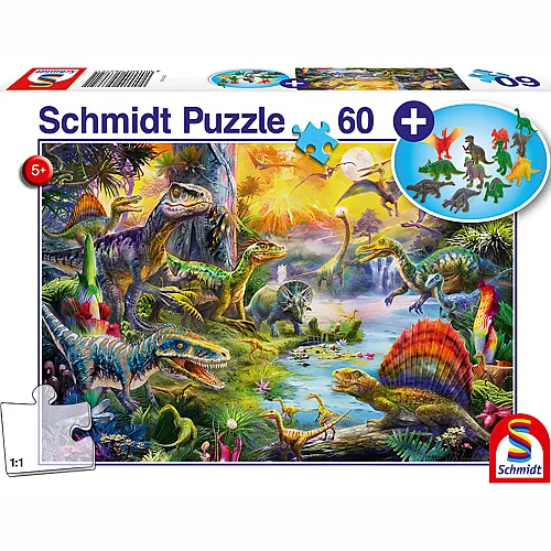 Schmidt Puzzle Dinosaurier inkl. Dino-Figuren (60Teile)