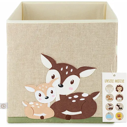 Bieco Aufbewahrungsbox Kinder Rehe | Kinderzimmer Aufbewahrung | Kallax Einsatz Kinder Spielzeug Aufbewahrungsbox faltbar