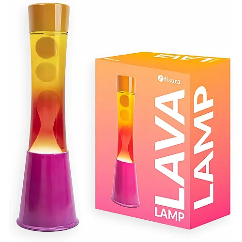 Fisura Lavalampe Rosa Basis, Glas mit Verlaufseffekt und orangefarbener Deckel