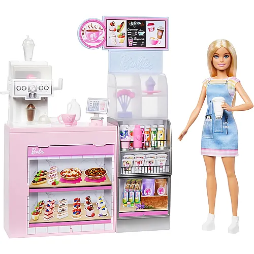 Barbie Naschcaf� Spielset mit Blonder Barista-Puppe