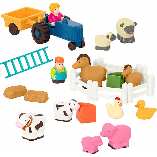 Battat Spielset f�r den kleinen Bauern � 25-teiliges Bauernhof-Spielset � Tiere, Z�une, Landwirte, Traktor, Anh�nger & mehr � Bauernhof Spielzeug f�r Kleinkinder, Kinder � 18 Monate +