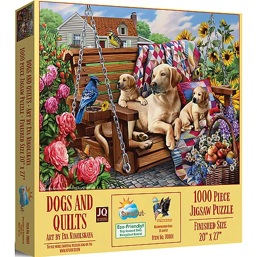 SunsOut Puzzle Eva Nikolskaya Hunde und Quilts - 1000 Teile