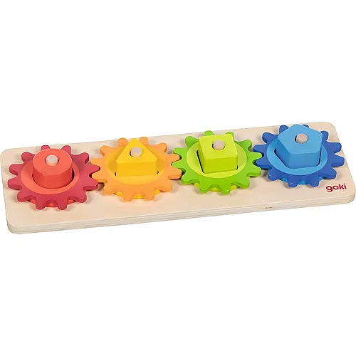 Goki Sortierspiel Formen Mit Zahnr�dern 12 Teile, Aus Holz, 30 X 10 X 4 Cm
