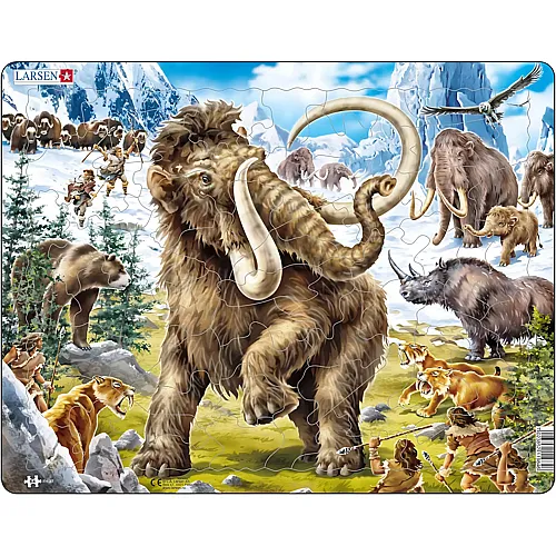 Larsen Puzzle Mammouths à l'époque préhistorique - 64 pièces
