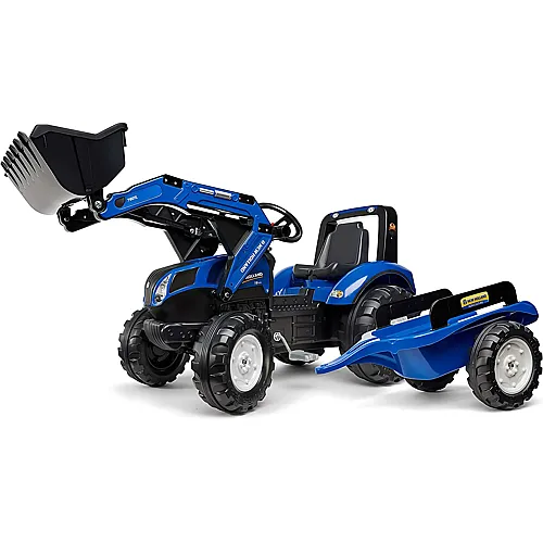 Falk Trettraktor New Holland T8 mit Anhnger und Frontlader
