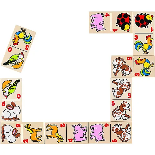 Goki Spiele Dominospiel Tiermotive im Holzkasten