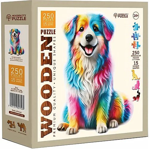 Wooden City Puzzle Rainbow Buddy Dog (250Teile)