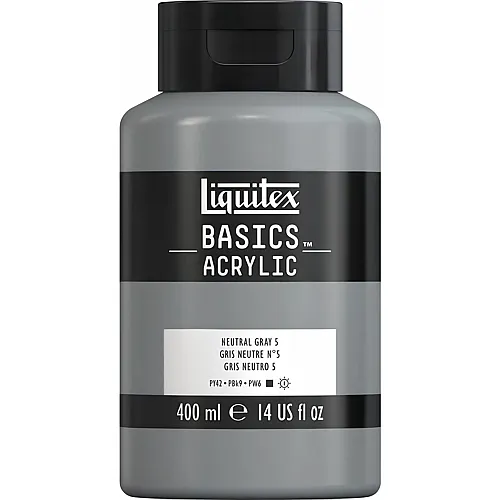 Liquitex Lqx Basics Acrylfarbe 400ml Flasche Neutralgrau Nr. 5