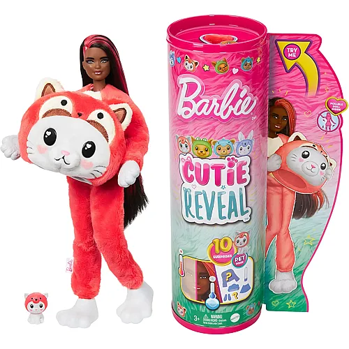 Barbie Cutie Reveal Puppe im roten Panda-Pl�schkost�m