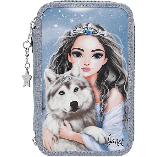 Depesche Top Model 3-Fach gef�llte Federtasche in Dunkelblau Wolf