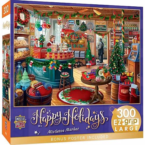 Master Pieces Puzzle Happy Holidays Mistletoe Market - 300 Teile