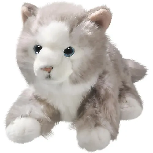Carl Dick Katze liegend Grau - 23 cm