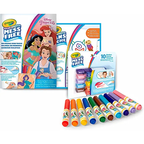 Crayola Color Wonder, Farbset ohne Flecken, Disney Princess, Kreative Besch�ftigung f�r Kinder, Alter 3,4,5 Jahre