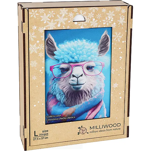 Milliwood Puzzle Holz L Christina alpaca 316 Teile, 27.5x37 cm, Rechteck, Serie Cold is cool, ab 10 Jahren