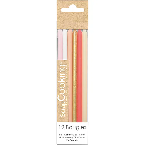 ScrapCooking Lange Kerzen Rosa und Gold - 12 Teile