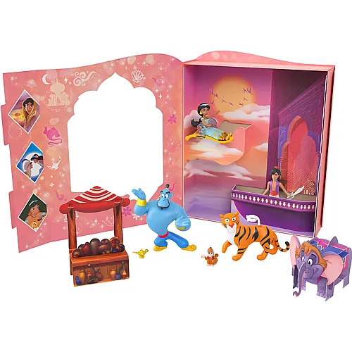 Mattel Disney Princess Jasmin Mrchen- Buch Kleine Puppen, 6 Figuren, Dekoration